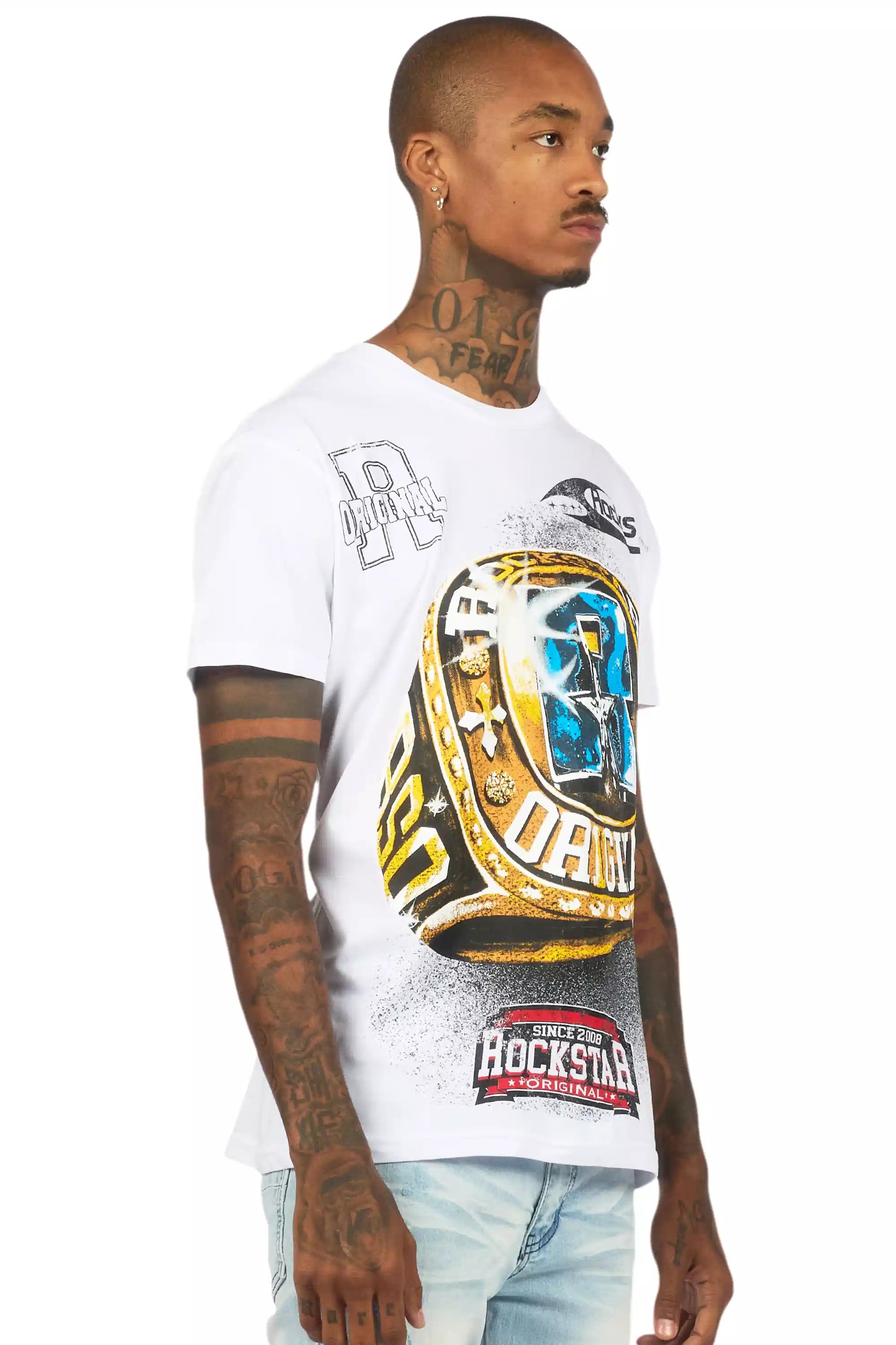 Gemchamp White Graphic T-Shirt