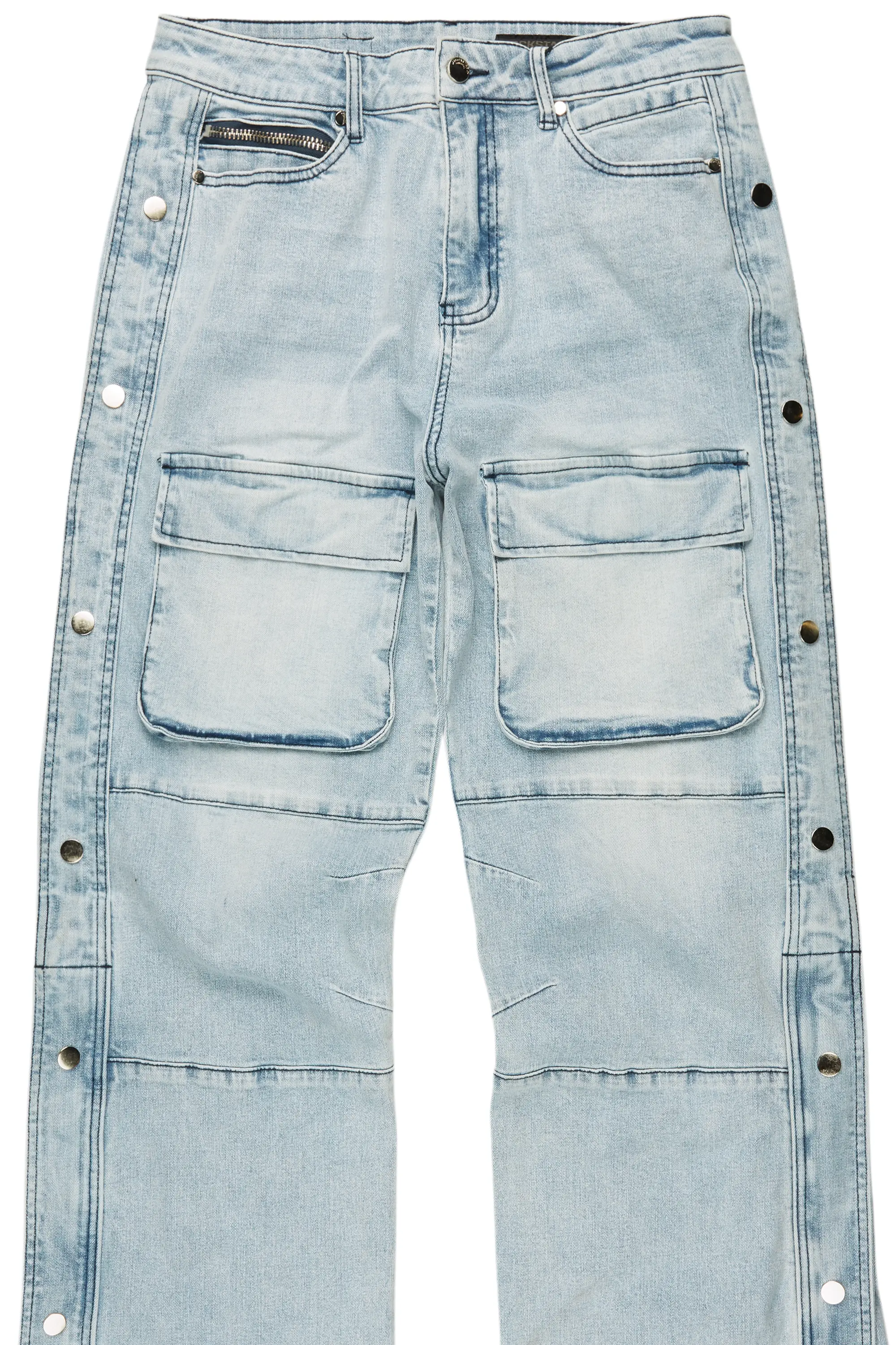 Yuri Blue Stacked Cargo Flare Jean