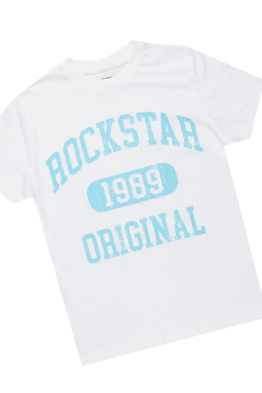 Boys Members White/Blue T-Shirt/Short Set