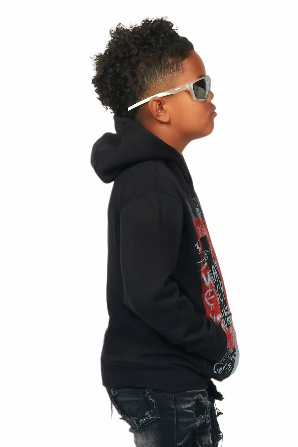 Boys Beau Black Graphic Hoodie