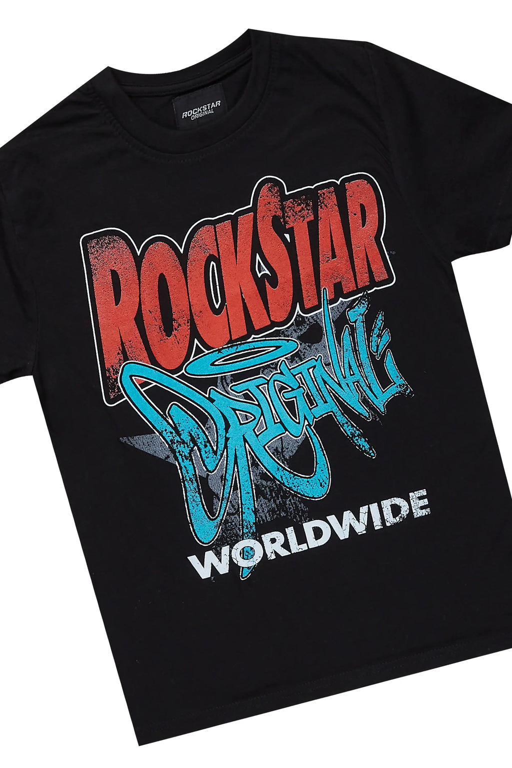 Boys Kait Black T-Shirt/Stacked Flare Jean Set