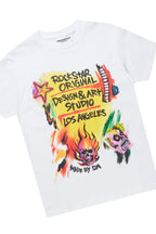 Boys Soweto White/Yellow T-Shirt/Stacked Flare Pant Set