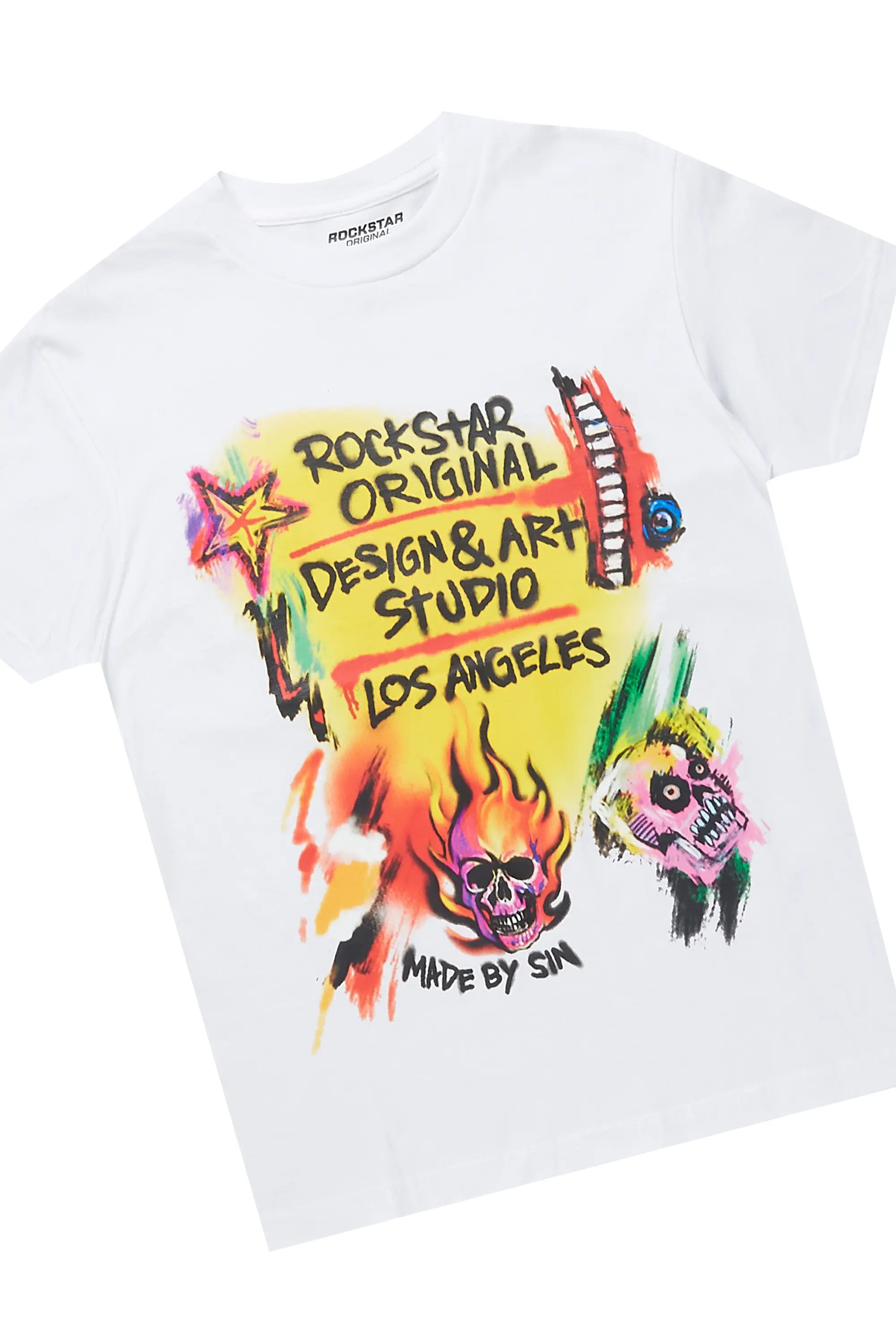 Boys Soweto White/Yellow T-Shirt/Stacked Flare Pant Set