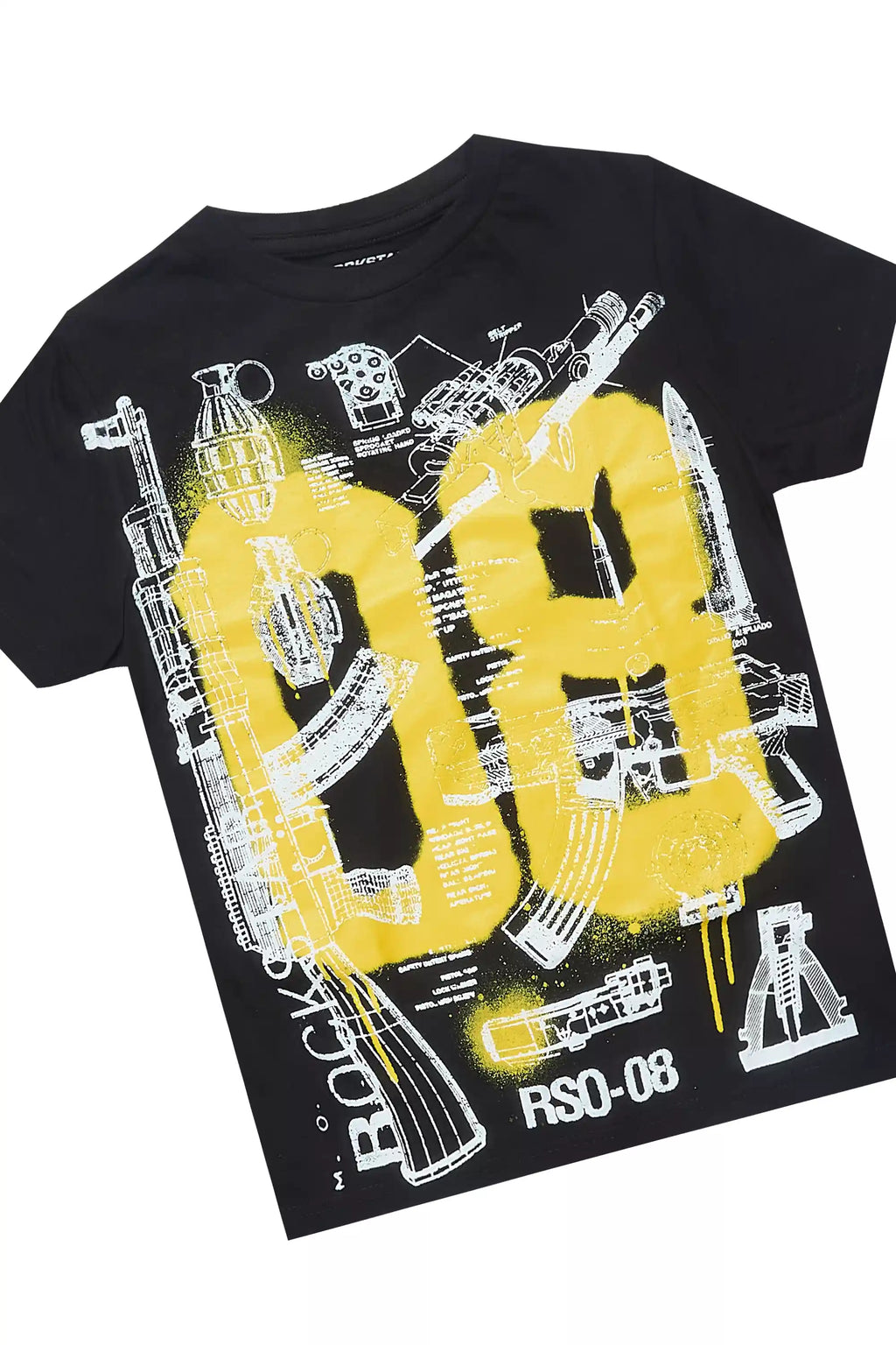 Boys Nesta Black/Yellow T-Shirt/Stacked Flare Jean Set