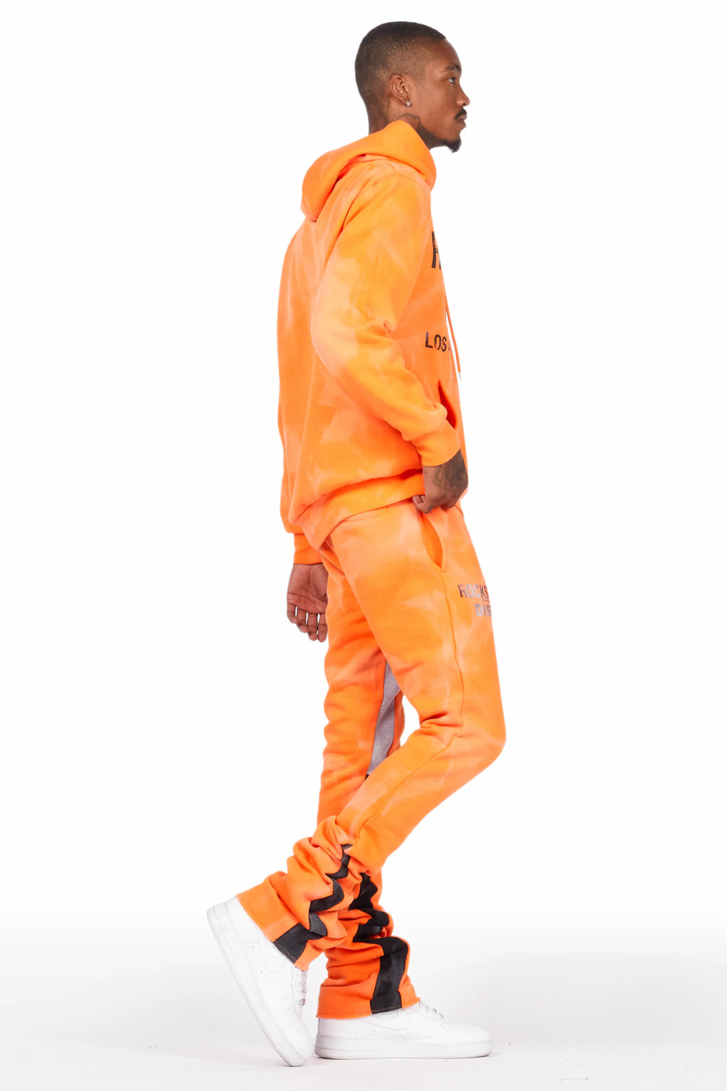 Nelly Orange Hoodie/Super Stacked Flare Pant Set