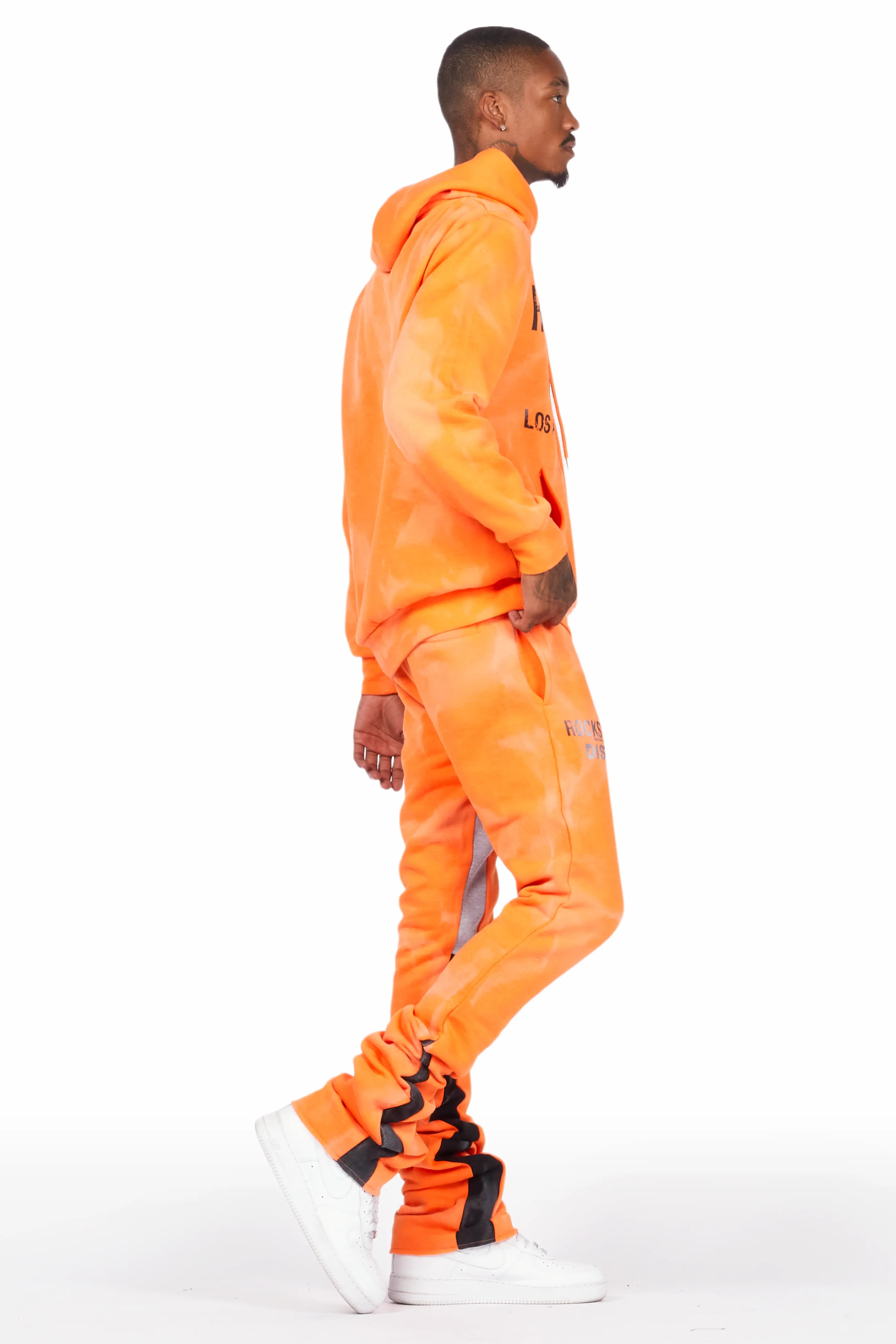Nelly Orange Hoodie/Super Stacked Flare Pant Set