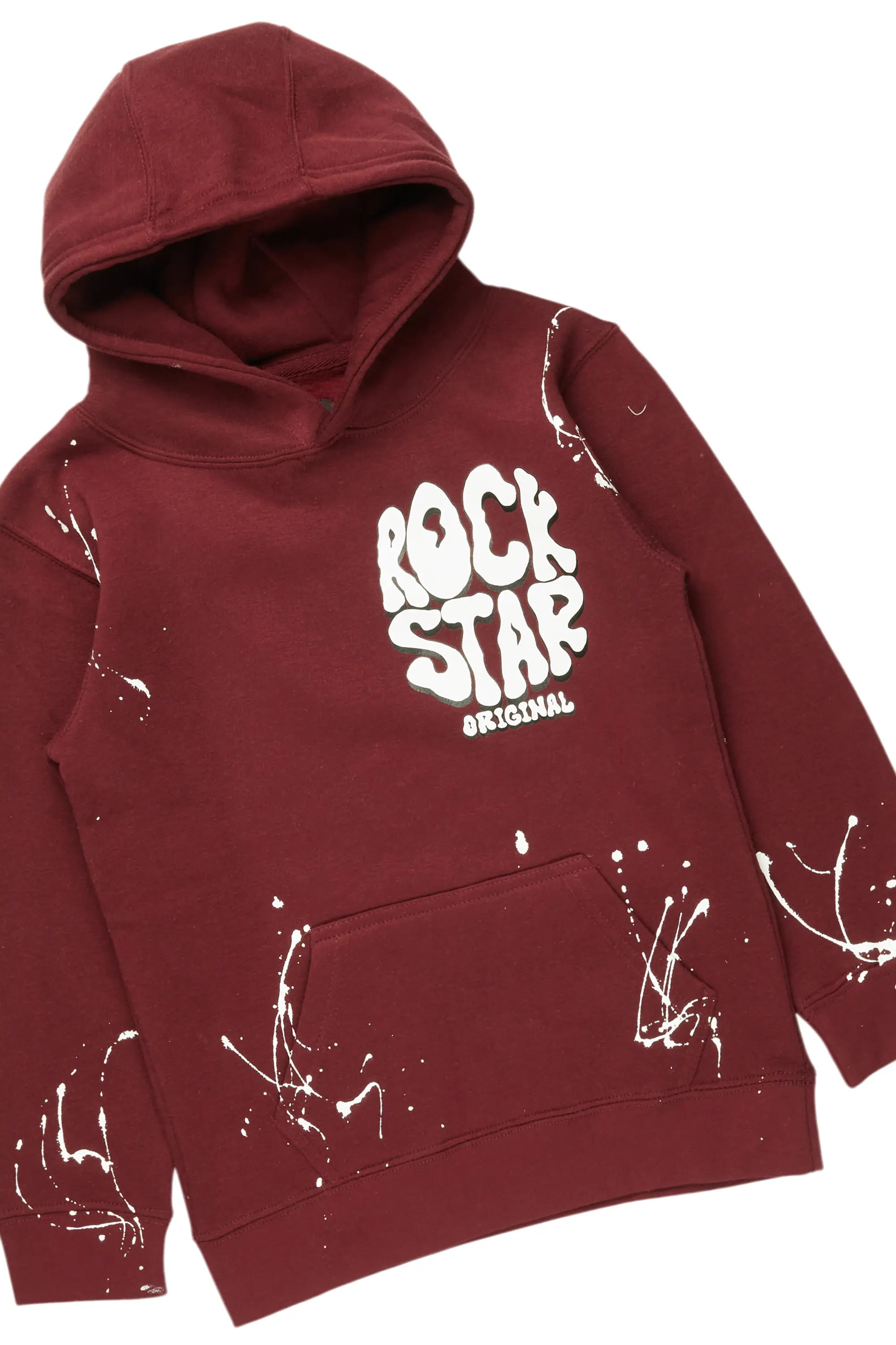 Boys Hans Maroon Hoodie/Stacked Flare Jean Set