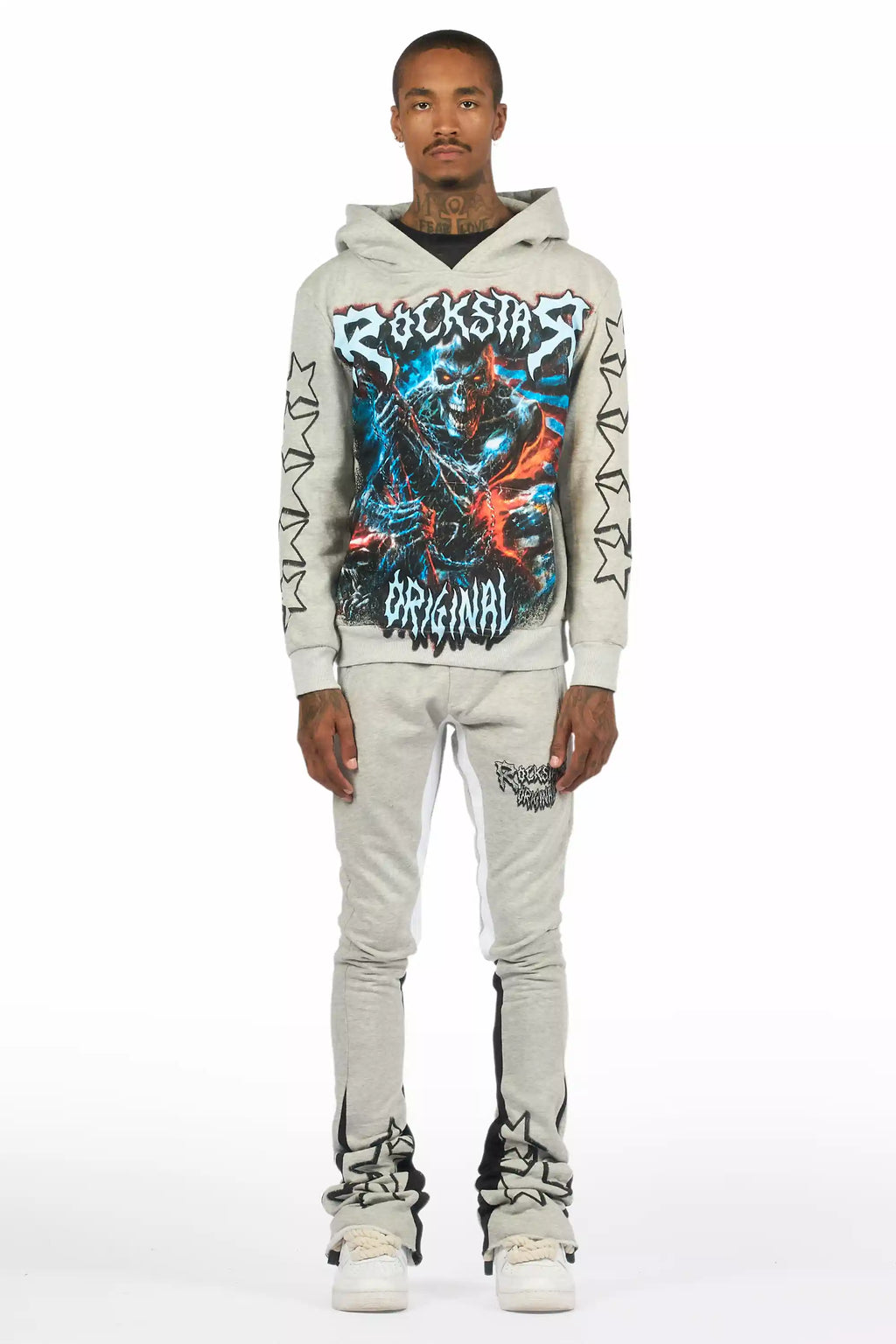 Krio Heather Grey/Black Hoodie/Super Stacked Track Set