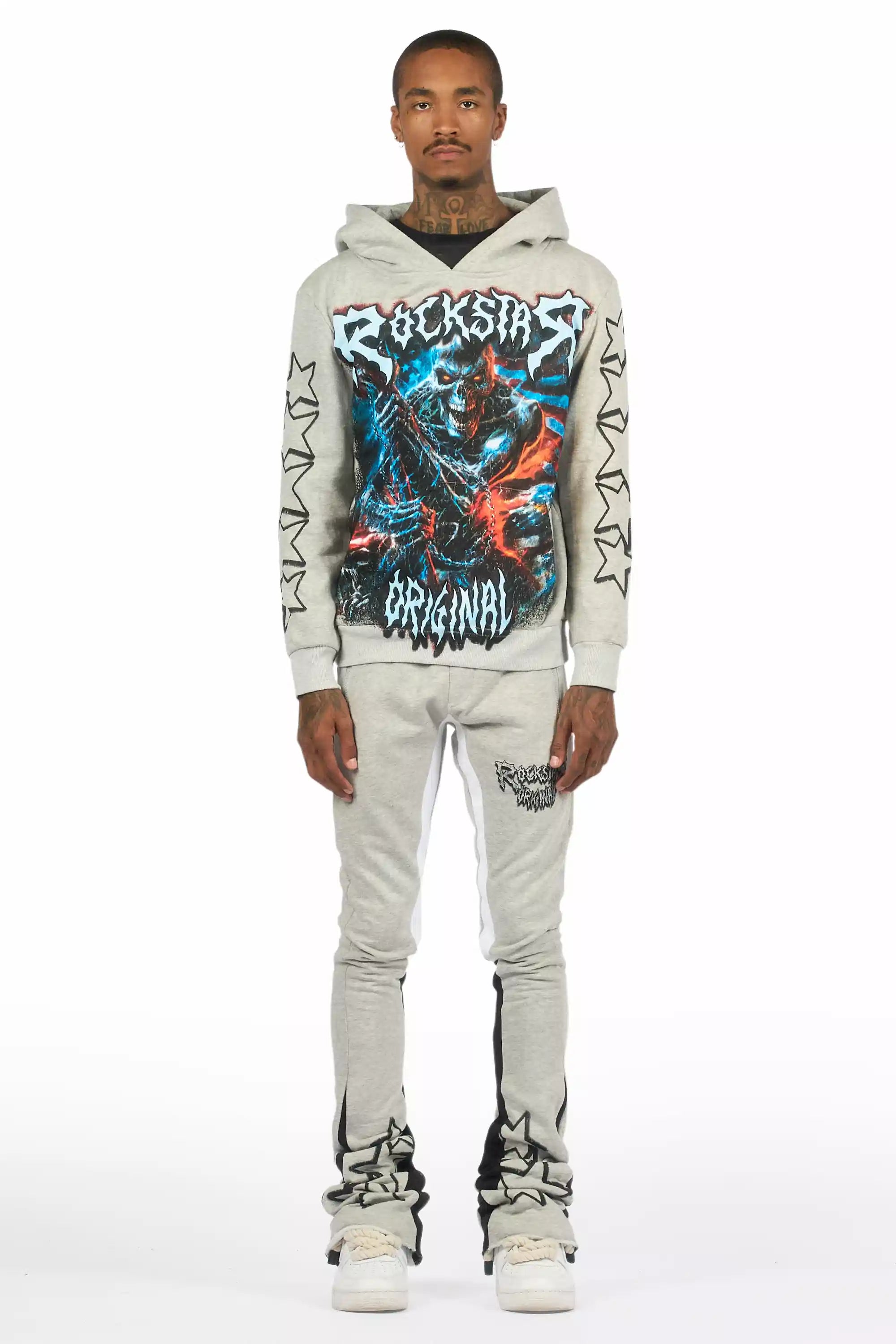 Krio Heather Grey/Black Hoodie/Super Stacked Track Set