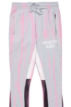 Firoz Heather Grey Graphic Stacked Flare Pant