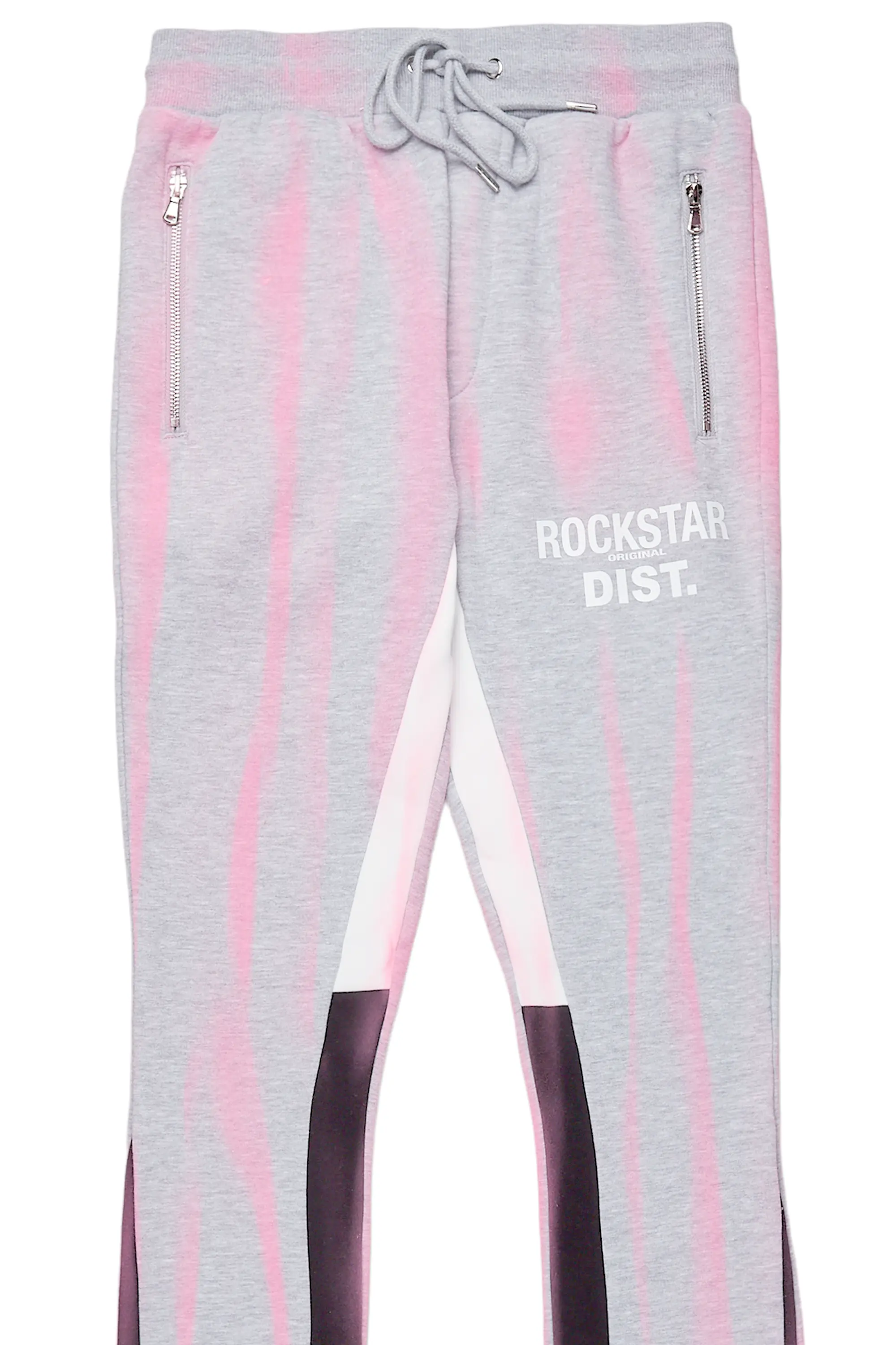 Firoz Heather Grey Graphic Stacked Flare Pant