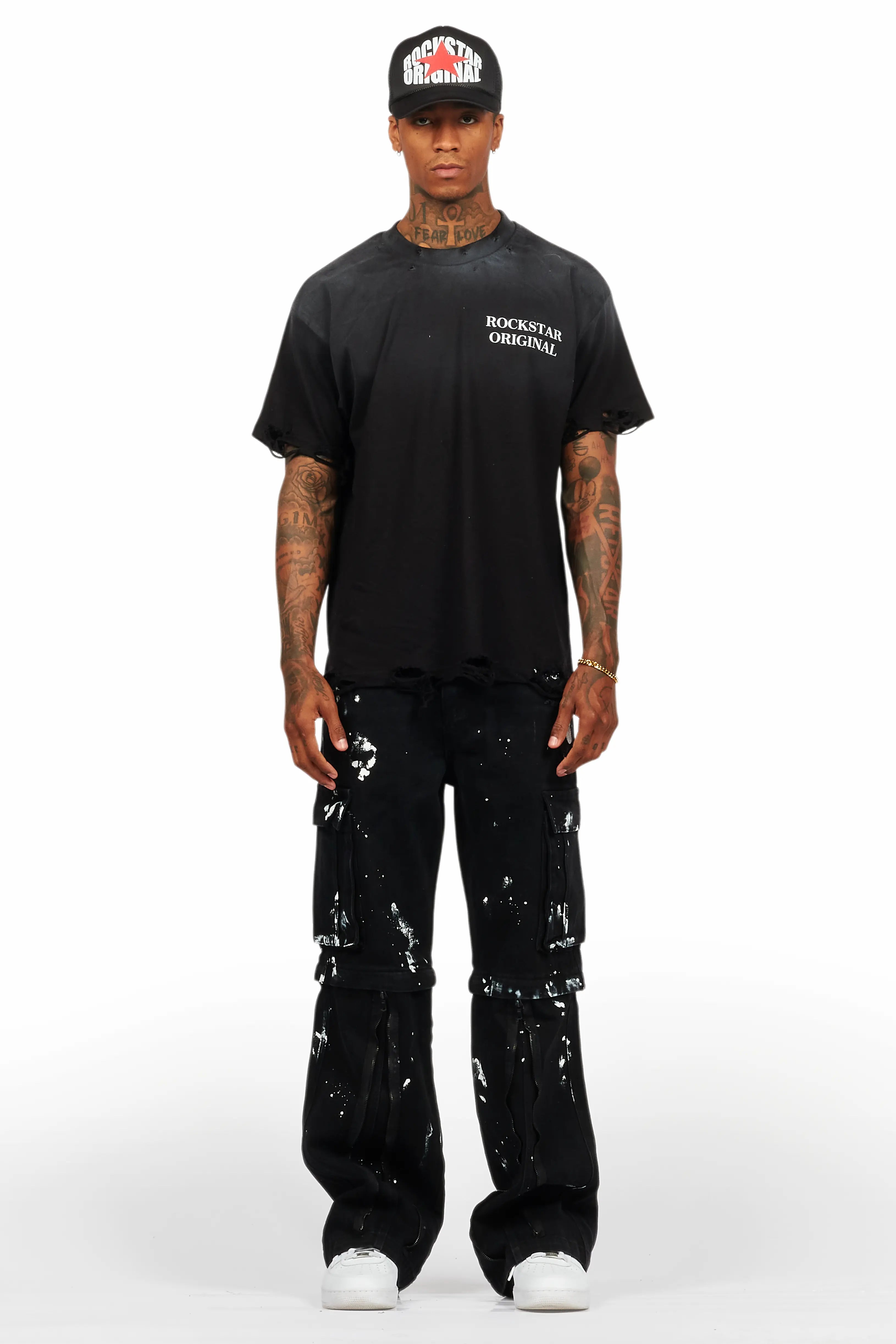 Rudo Black Painter Baggy Cargo Jean