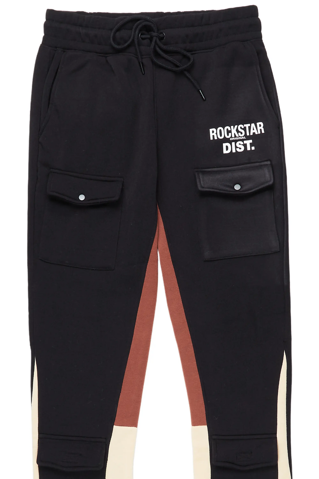 Joncarlo Black Stacked Flare Track Pant