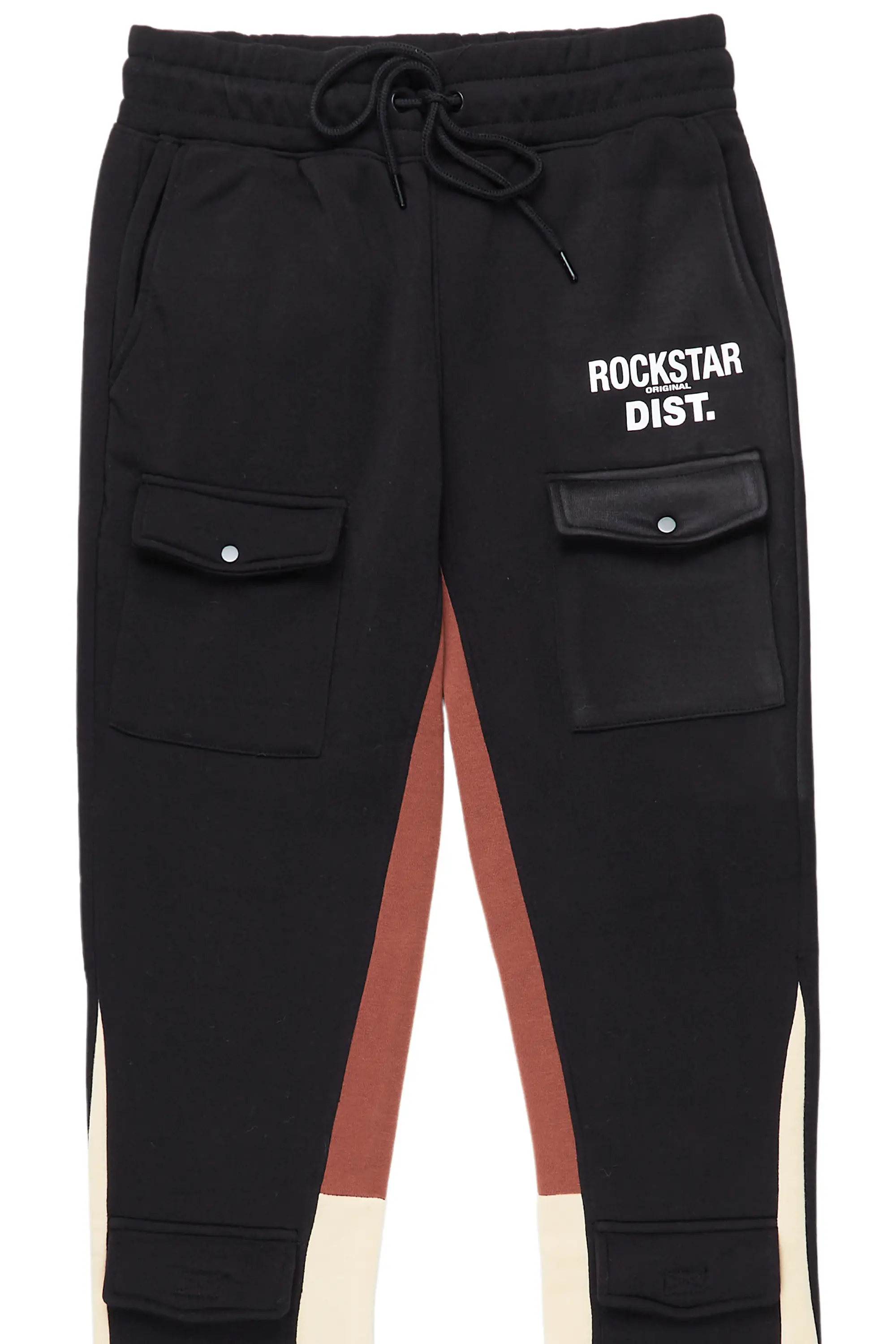 Joncarlo Black Stacked Flare Track Pant