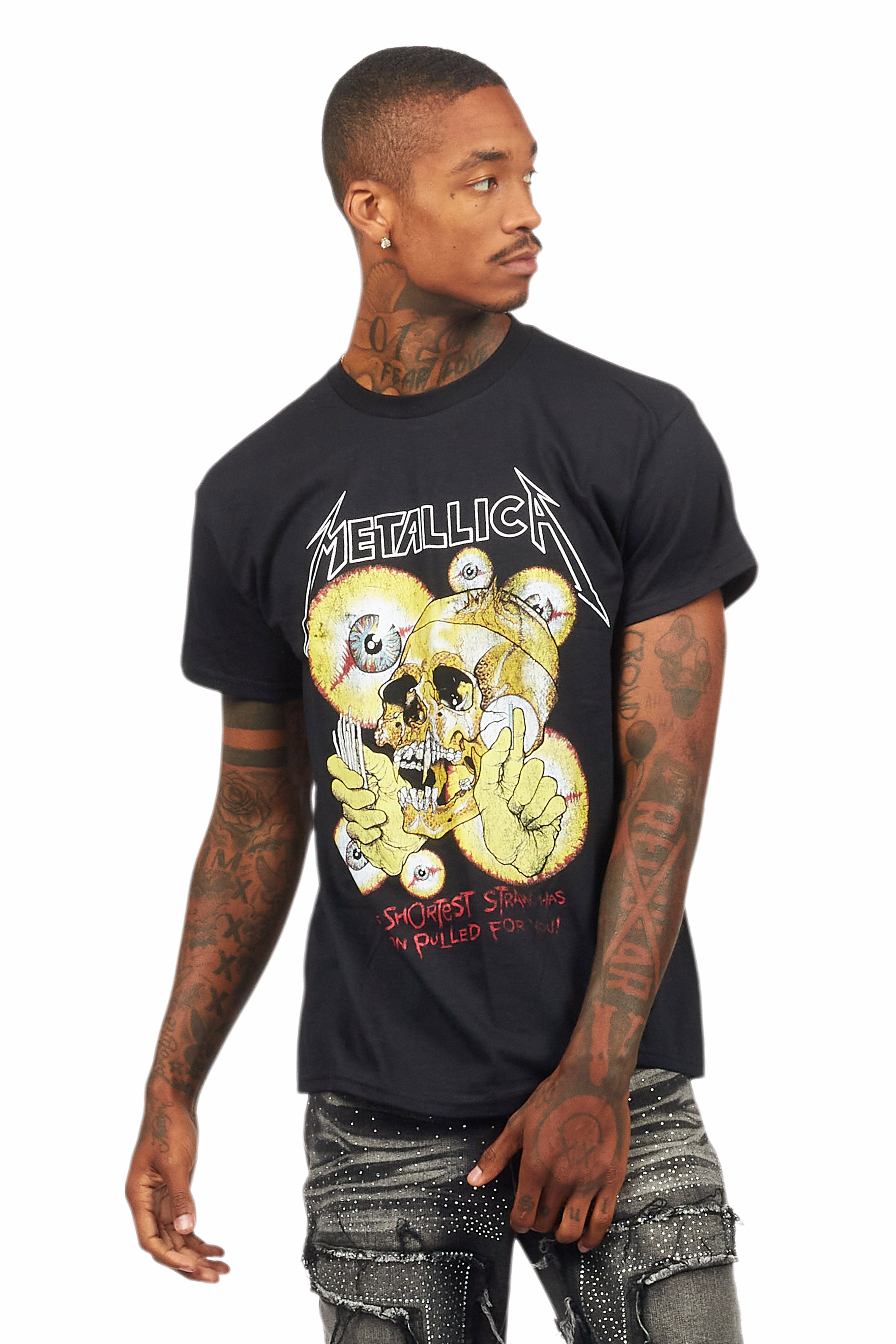 Metallica Shortest Straw Black/Red Graphic T-Shirt