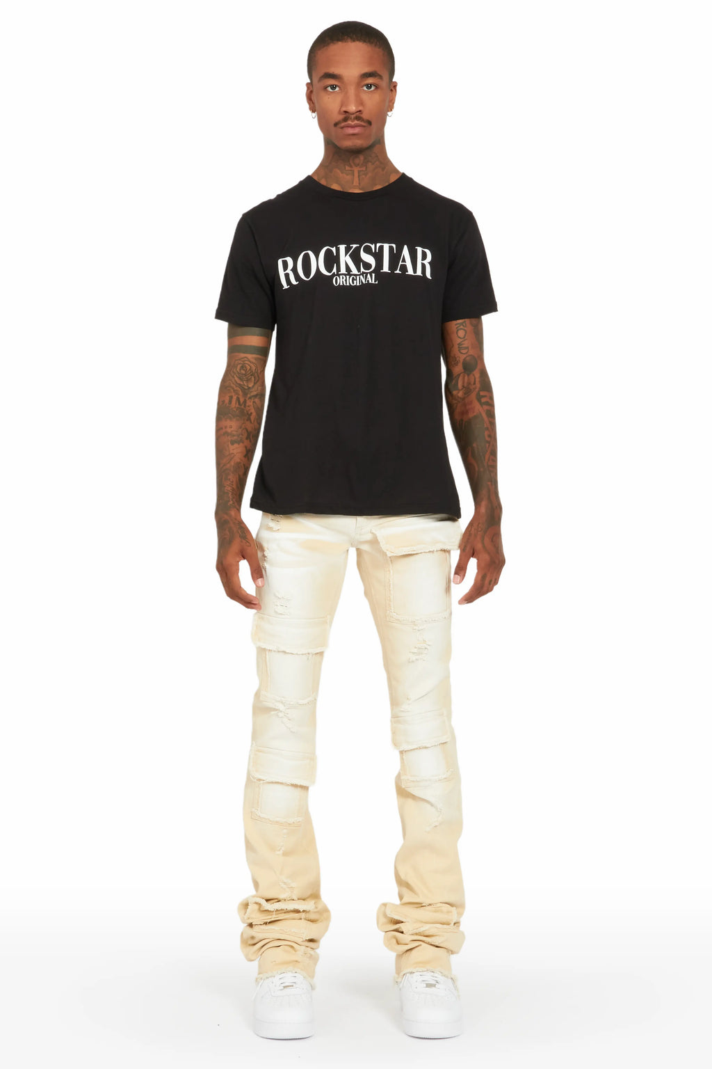 Grant Beige Super Stacked Flare Jean