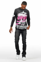 Dag Dark Grey Stacked Flare Jean