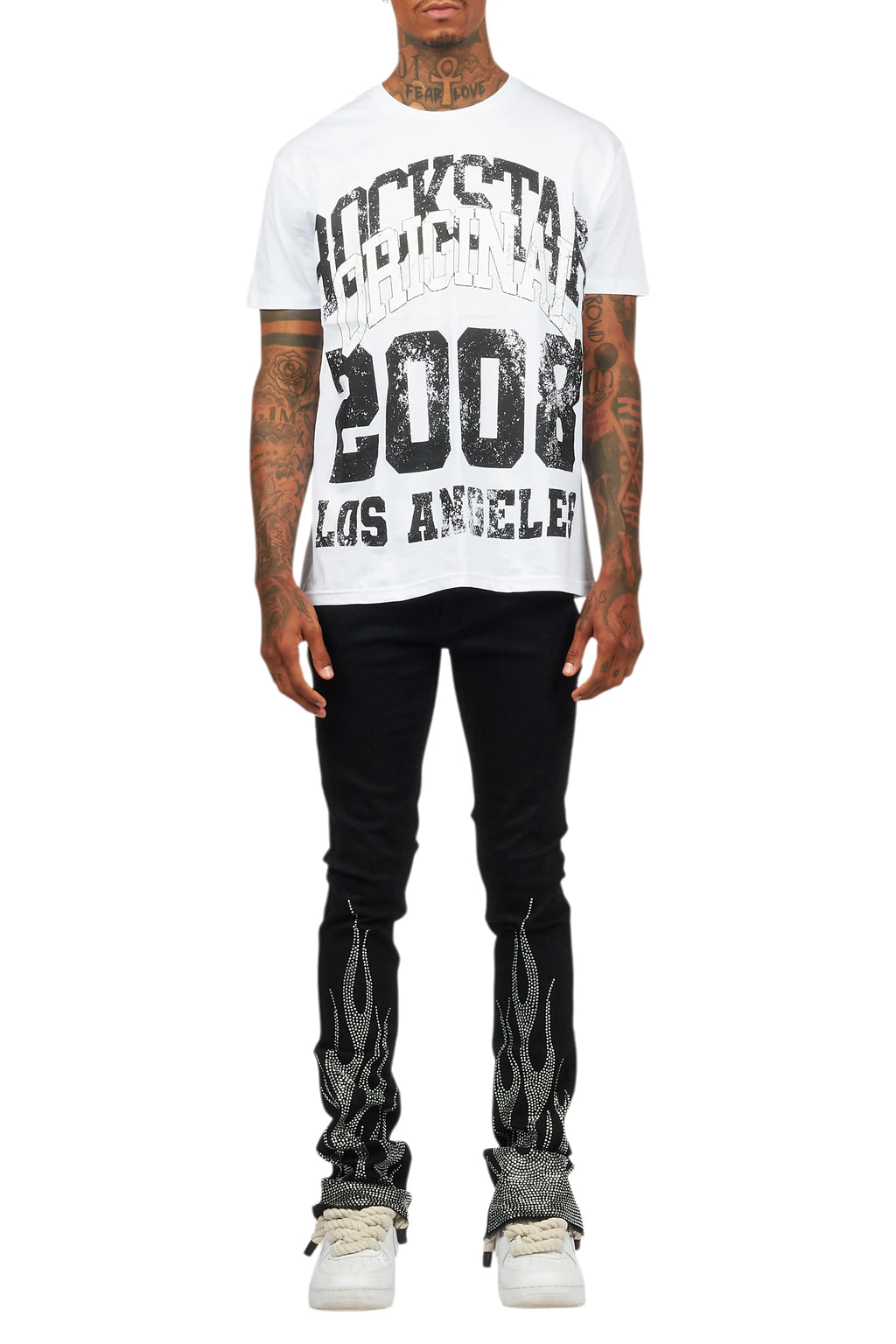 Samba Black Rhinestone Stacked Flare Jean