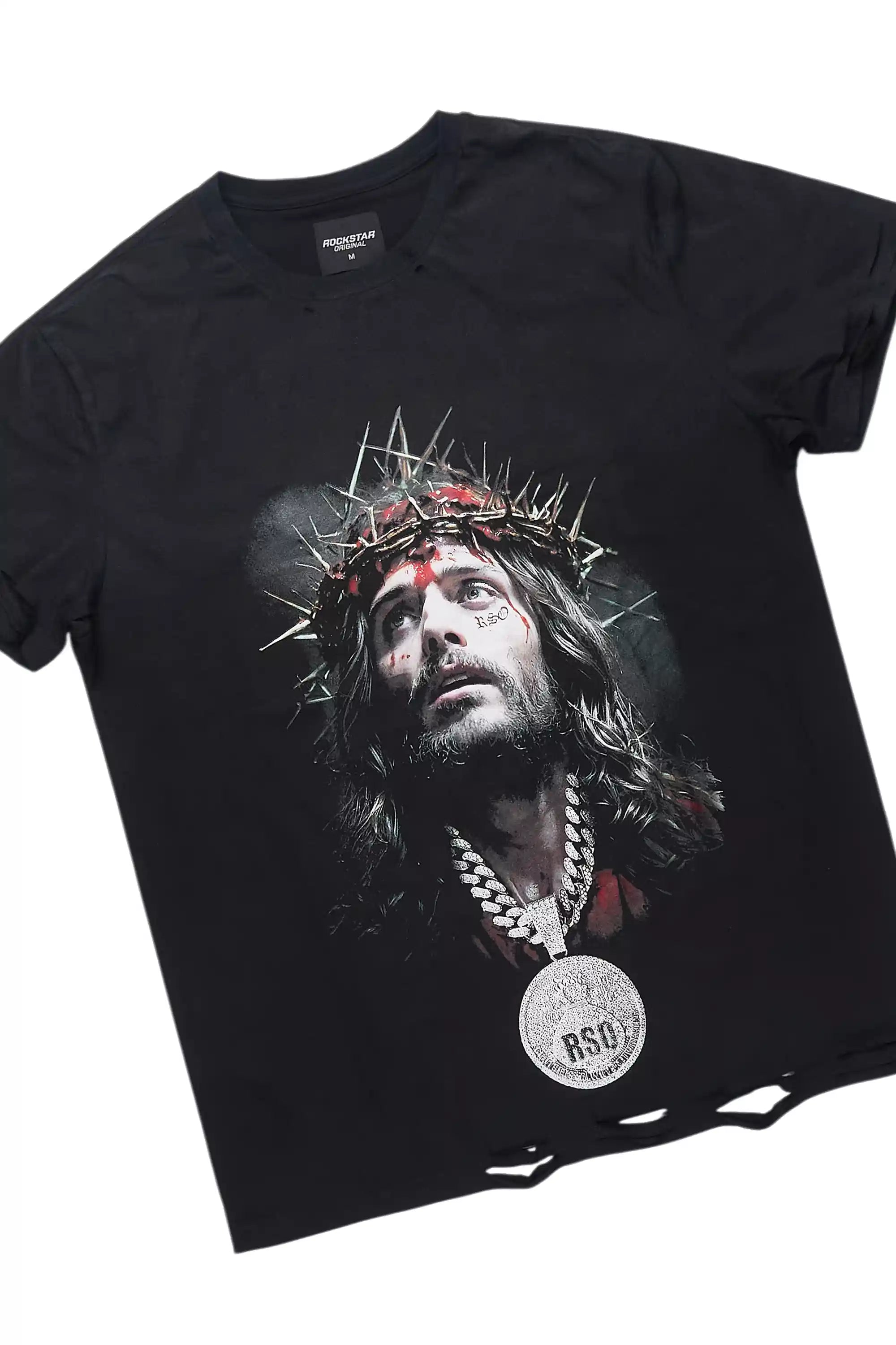 Amina Black T-Shirt Stacked Flare Jean Set