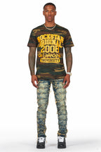 Pasha Indigo Slim Fit Frayed Jean