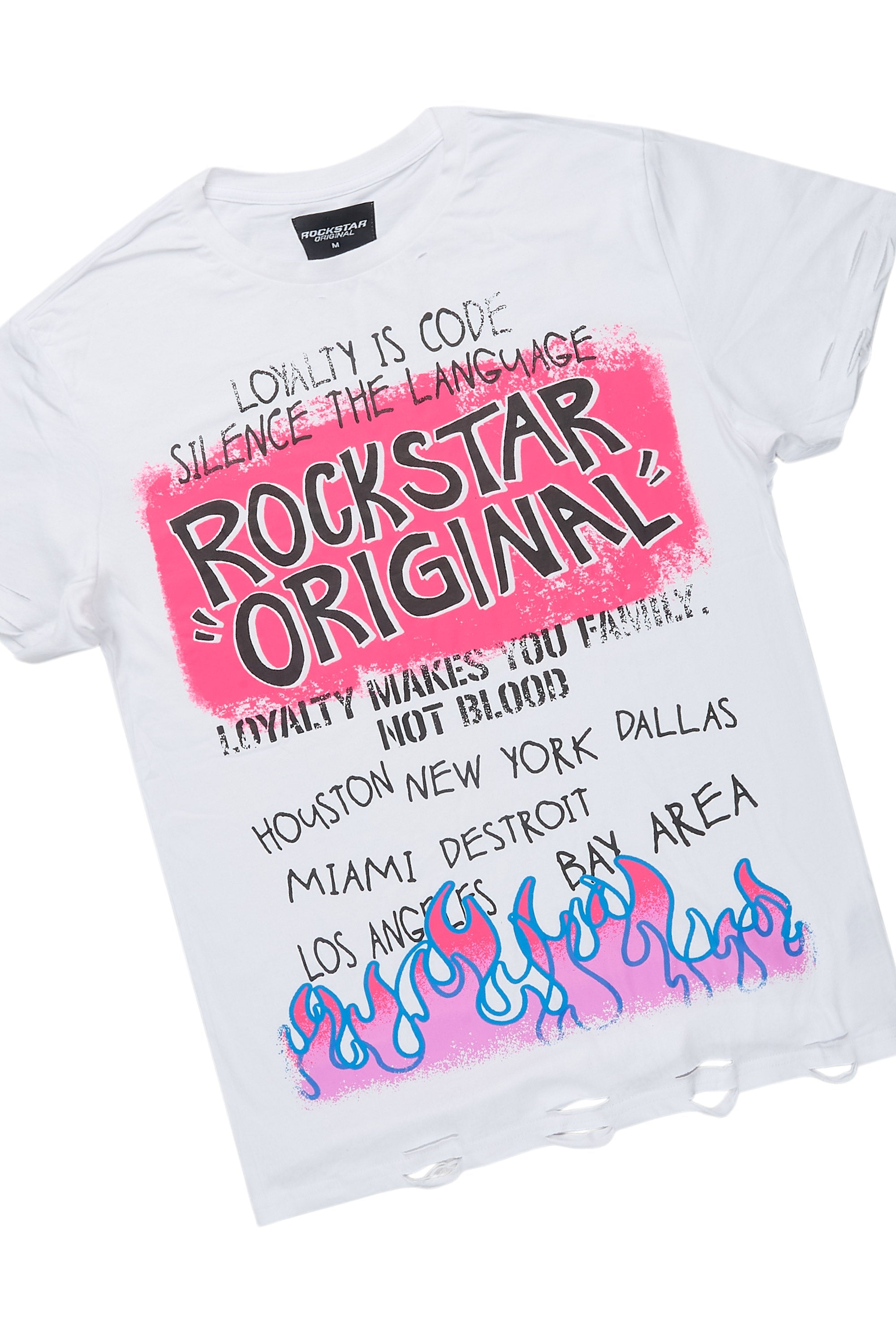 Beno White T-Shirt & Shake Blue Stacked Flare Jean Bundle