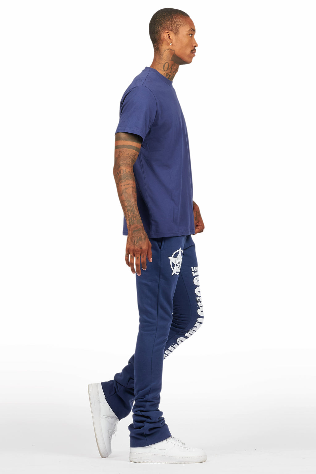 Keve Navy T-Shirt Stacked Flare Track Set