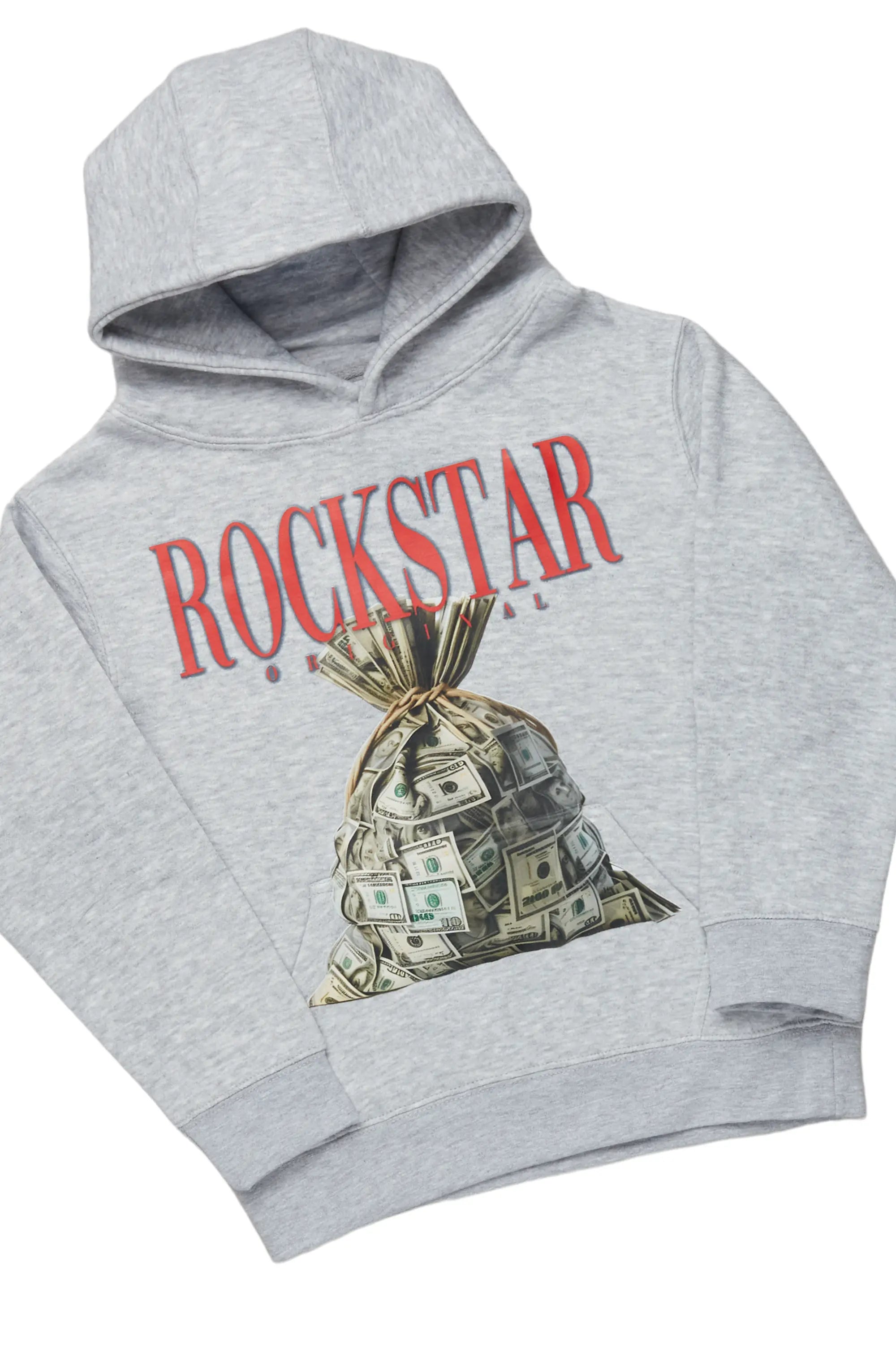 Boys Augustin Grey/Tree Camo Hoodie/Stacked Flare Jean Set