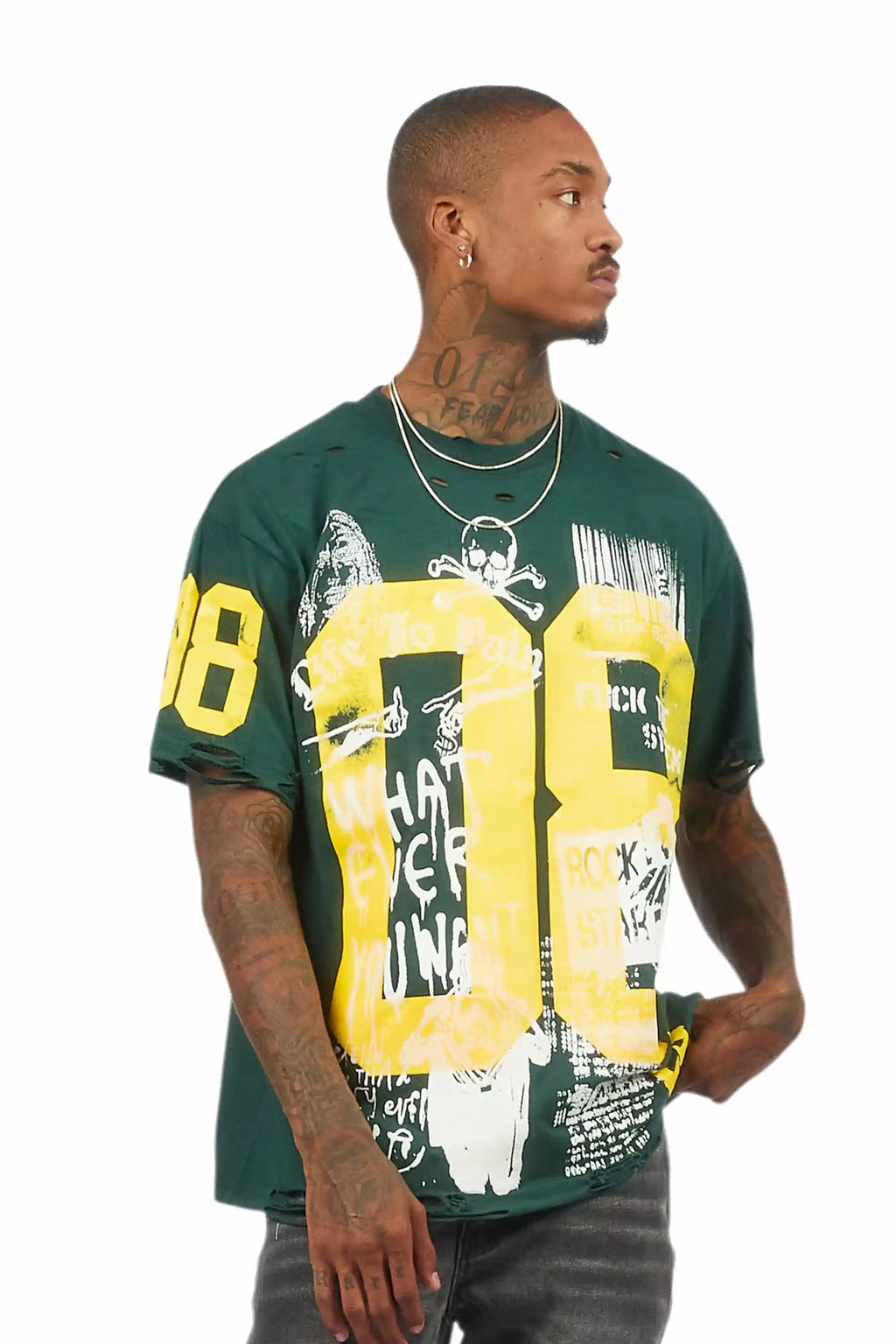 Grill Dark Green/Yellow Graphic Oversized T-Shirt