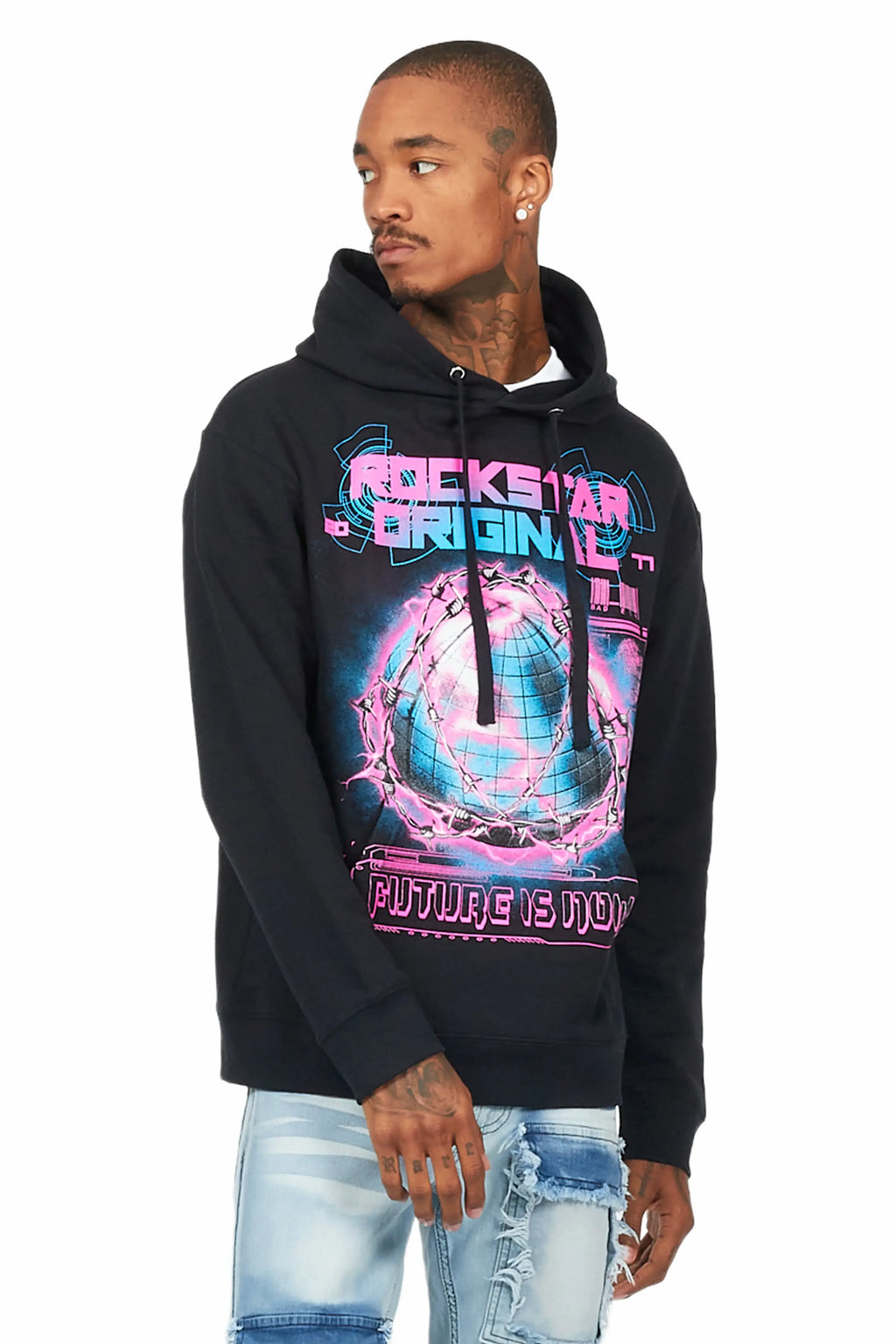 Digital Black Graphic Hoodie