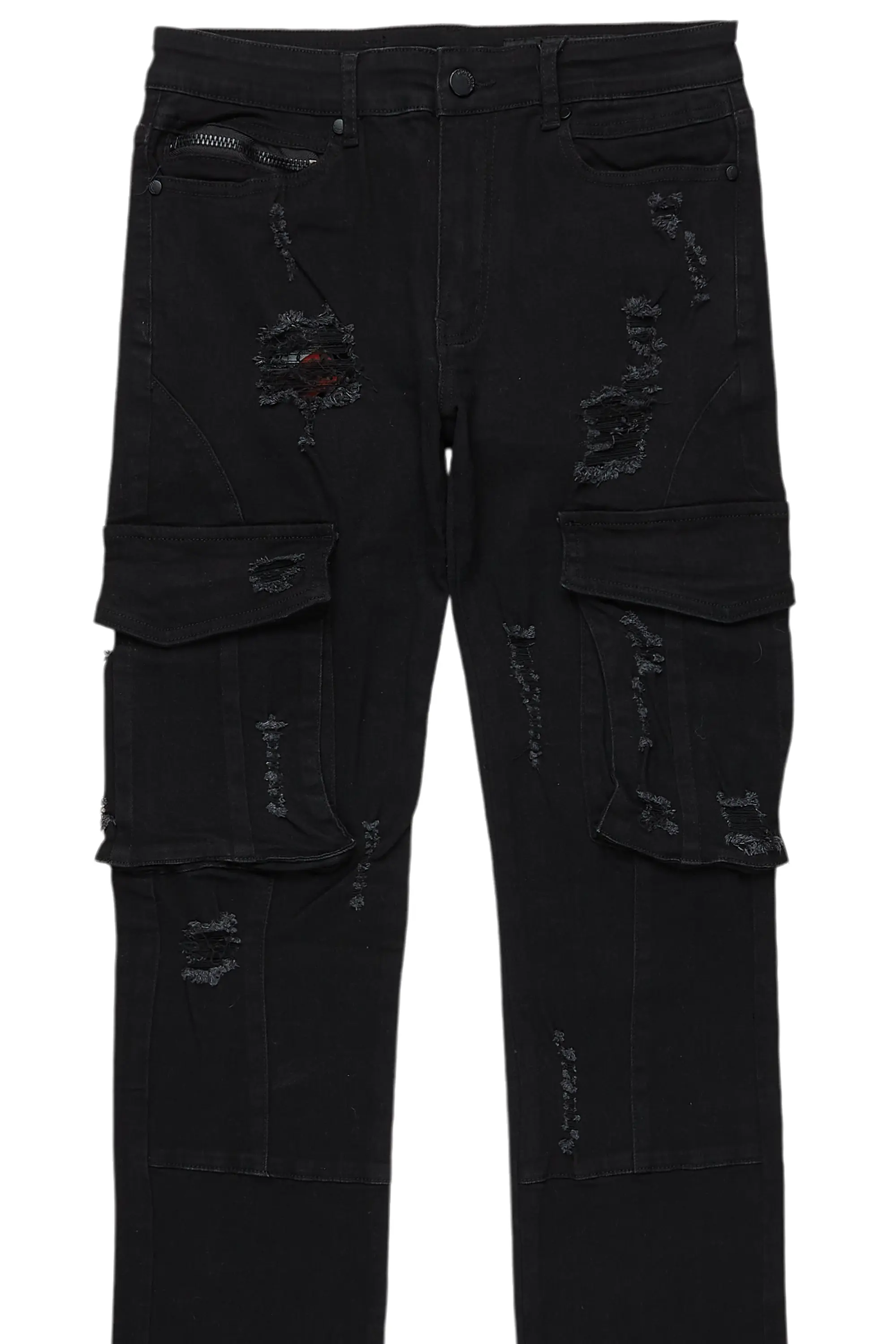 Adalee Black Cargo Stacked Flare Jean