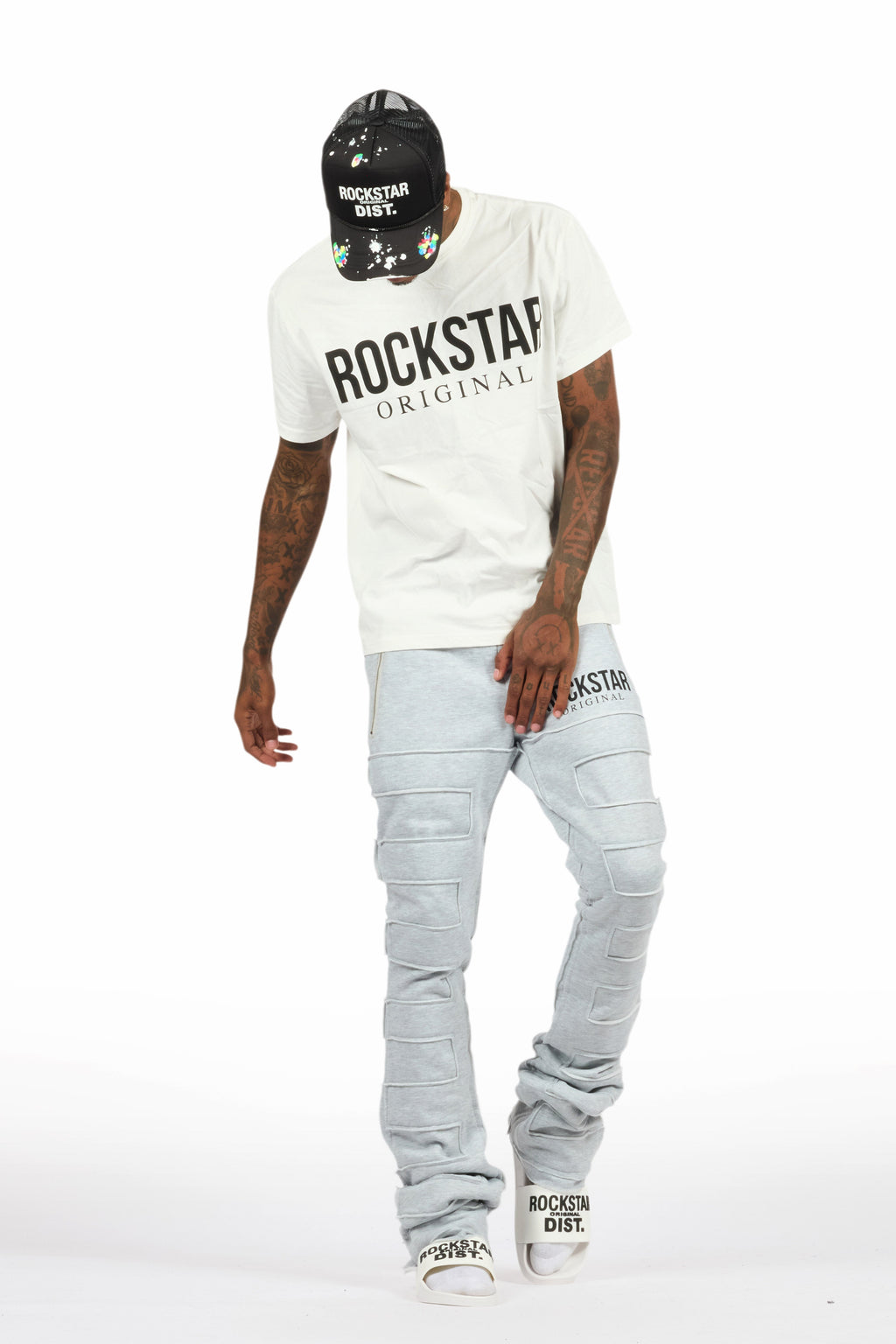 Emilio Heather Grey T-Shirt/Stacked Flare Track Set