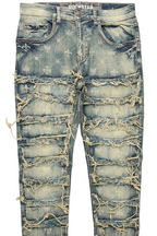 Pasha Indigo Slim Fit Frayed Jean