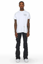 Zander Black Stacked Flare Cargo Jean