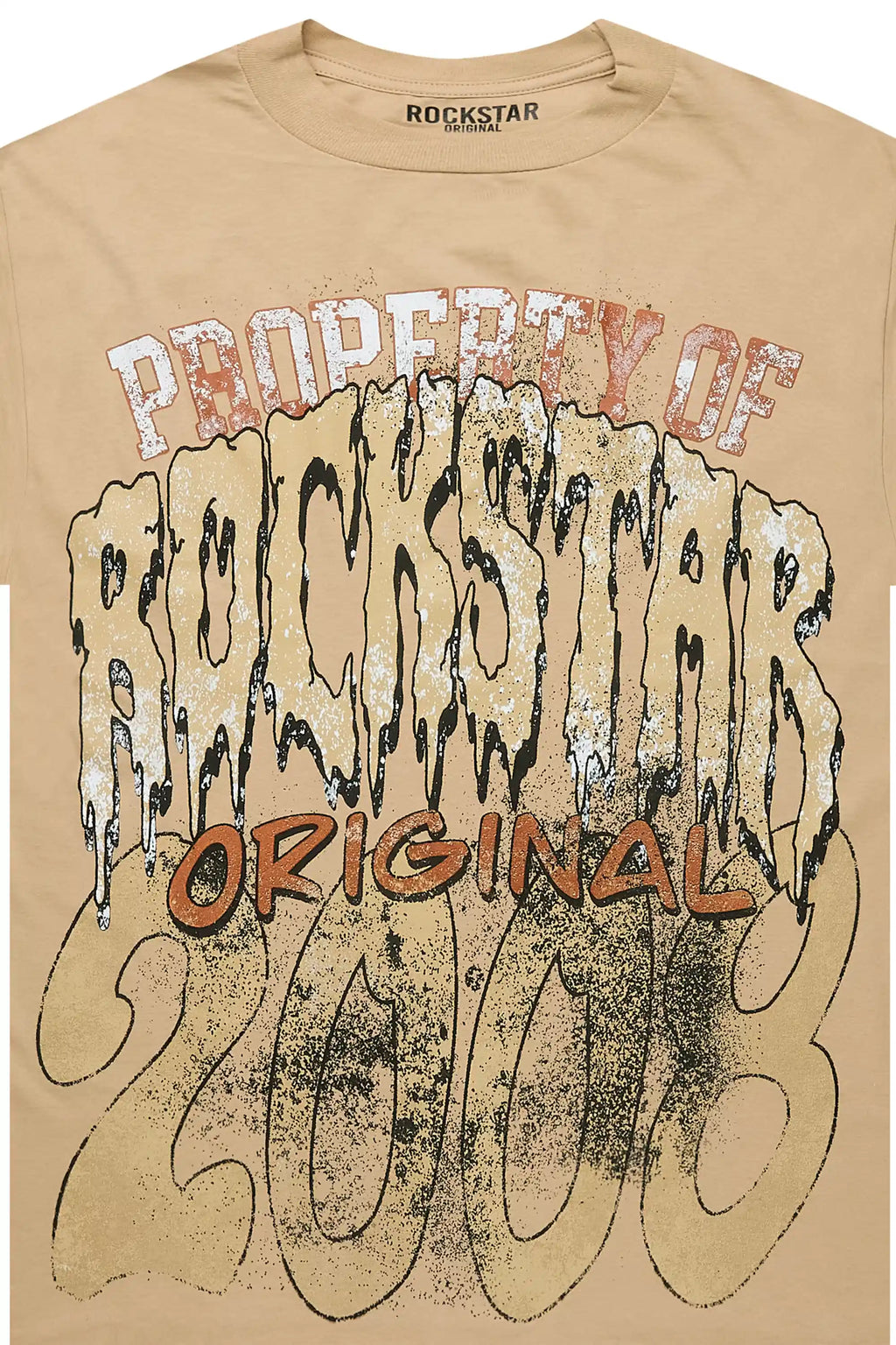 Raezion Beige/Brown Oversized Graphic T-Shirt