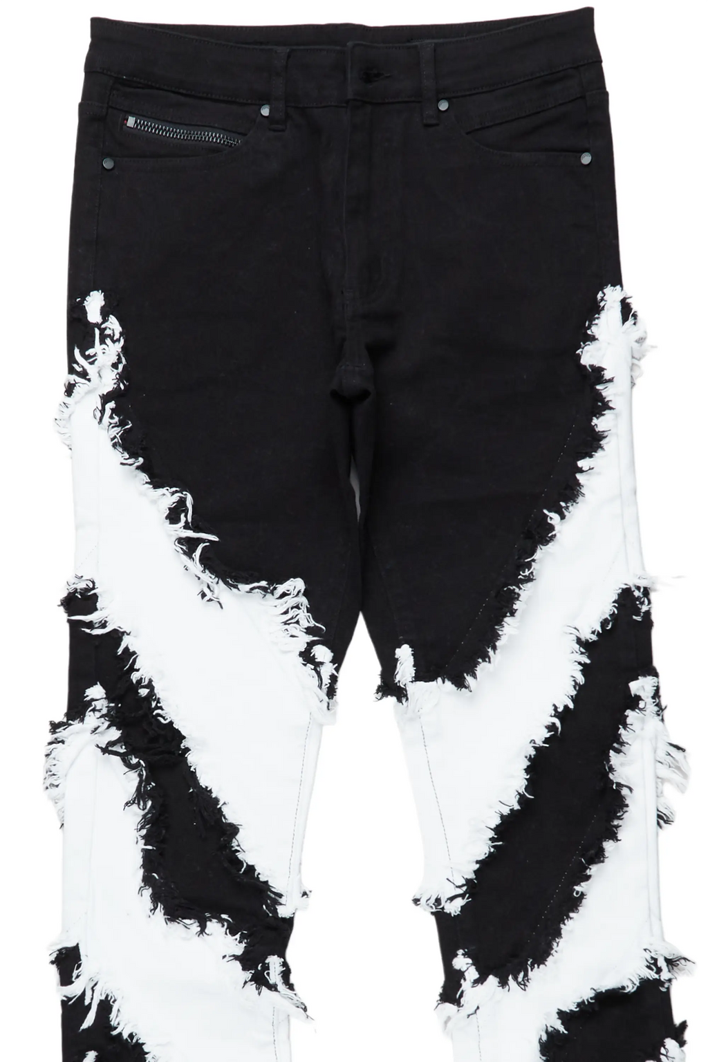 Ismael Black/White Stacked Flare Jean