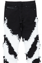 Ismael Black/White Stacked Flare Jean