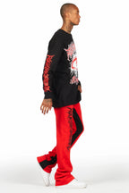 All Seeing Eyes Red/Black Long Sleeve T-Shirt/Baggy Pant Set