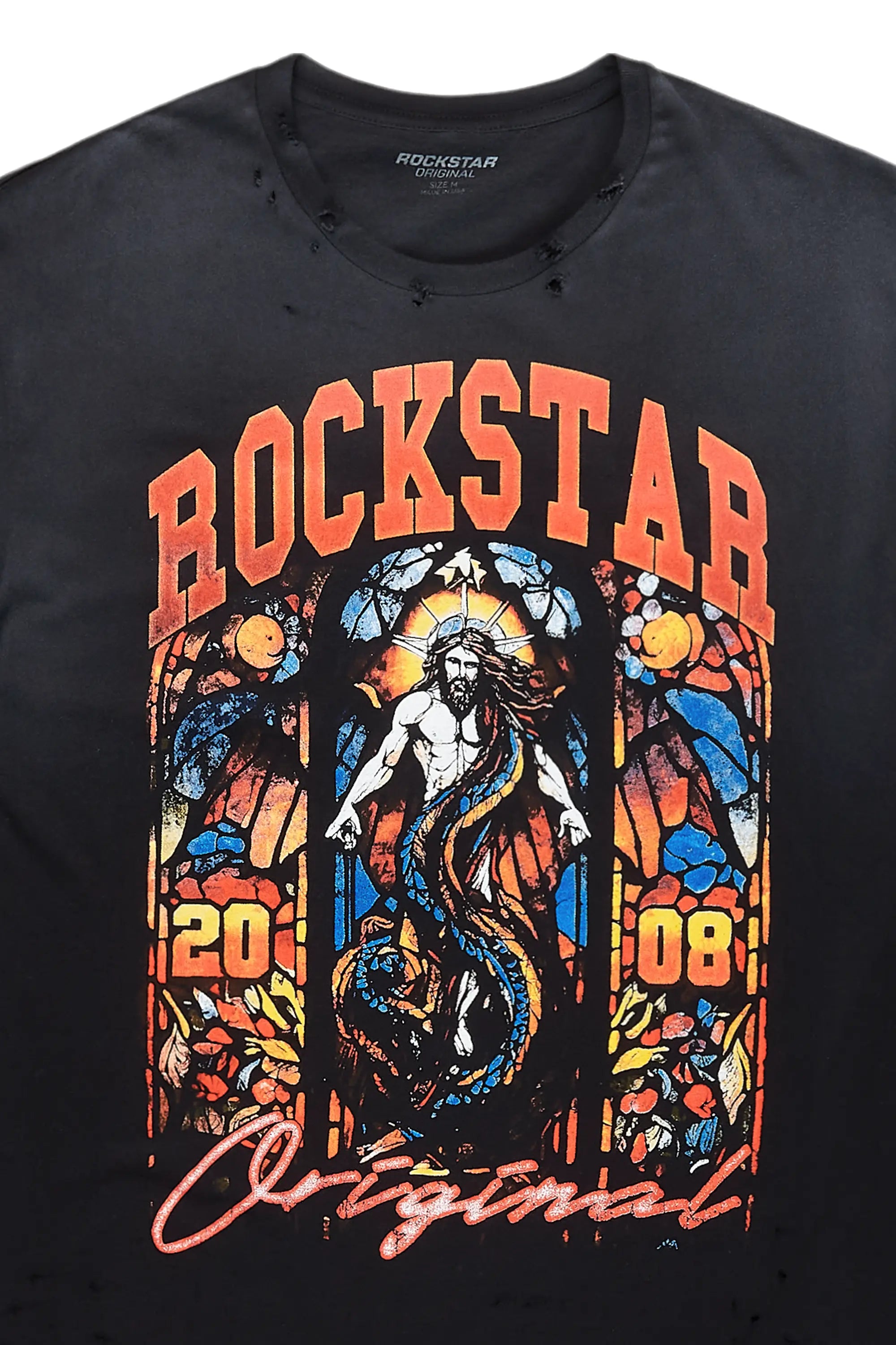 Nalo Black Graphic Oversized T-Shirt