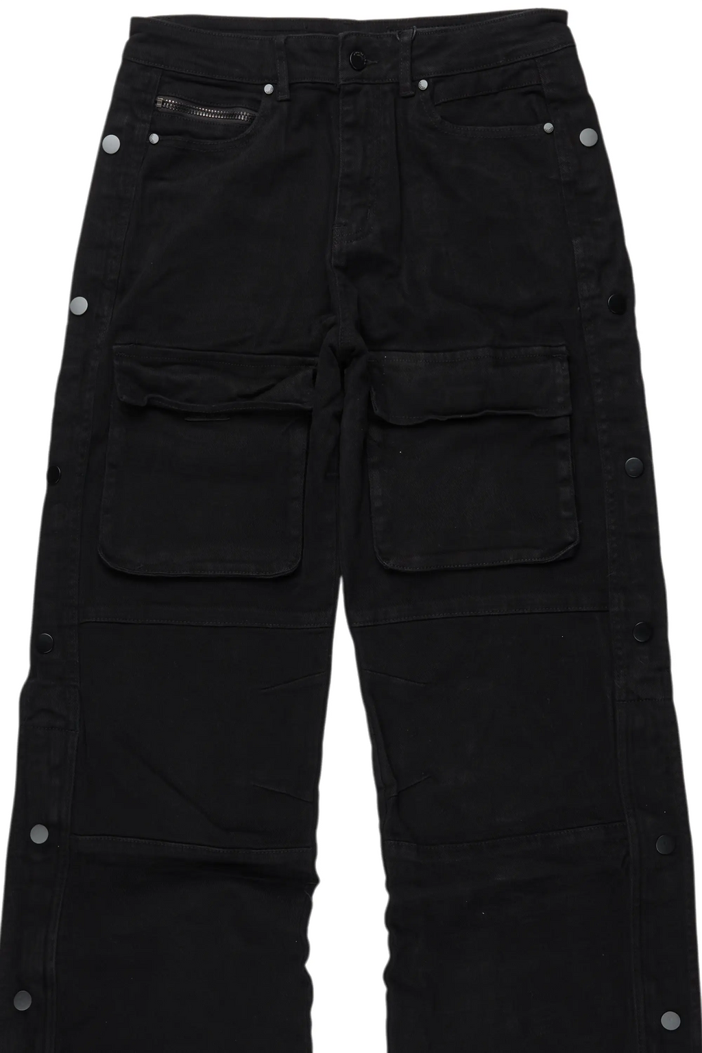 Yuri Black Stacked Cargo Flare Jean