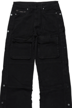Yuri Black Stacked Cargo Flare Jean