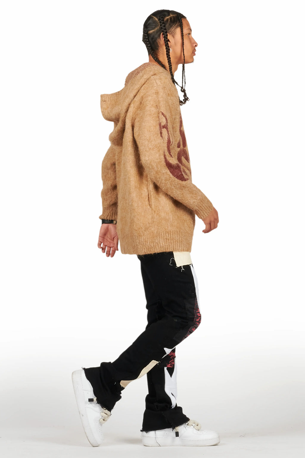 Vinson Black  Patchwork Stacked Flare Jean