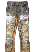 Raeshell Tinted Wash Painted Stacked Jean