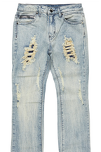 Boys Fateh Light Blue Stacked Flare Jean