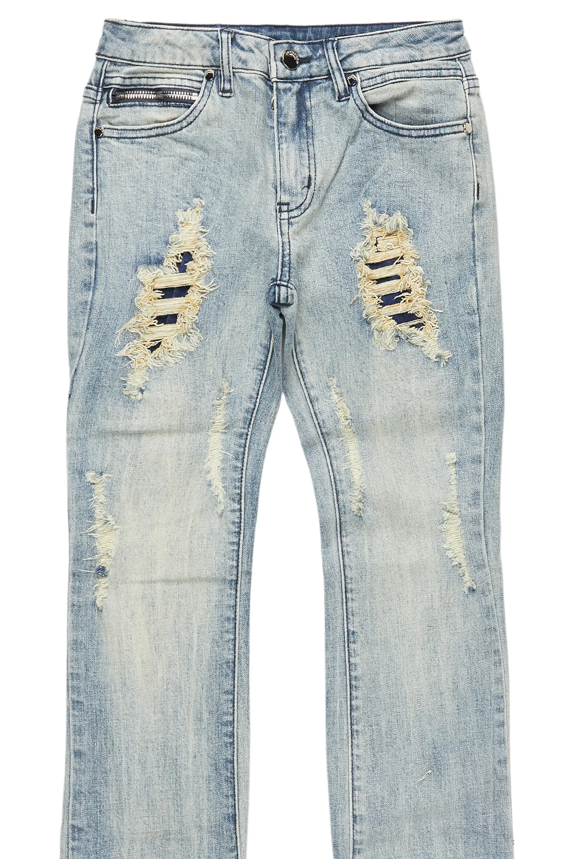 Boys Fateh Light Blue Stacked Flare Jean
