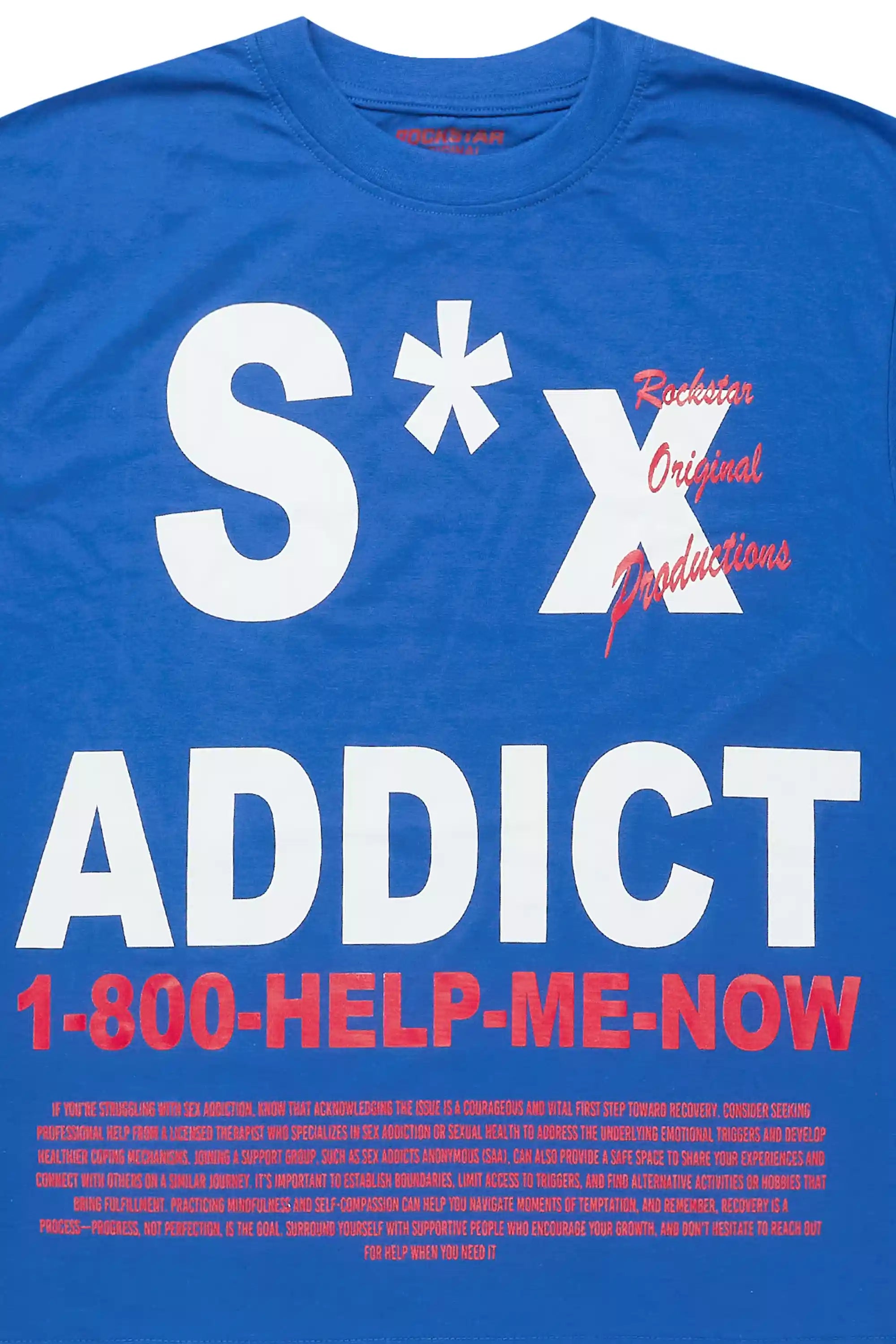 Addict Royal Blue Graphic T-Shirt