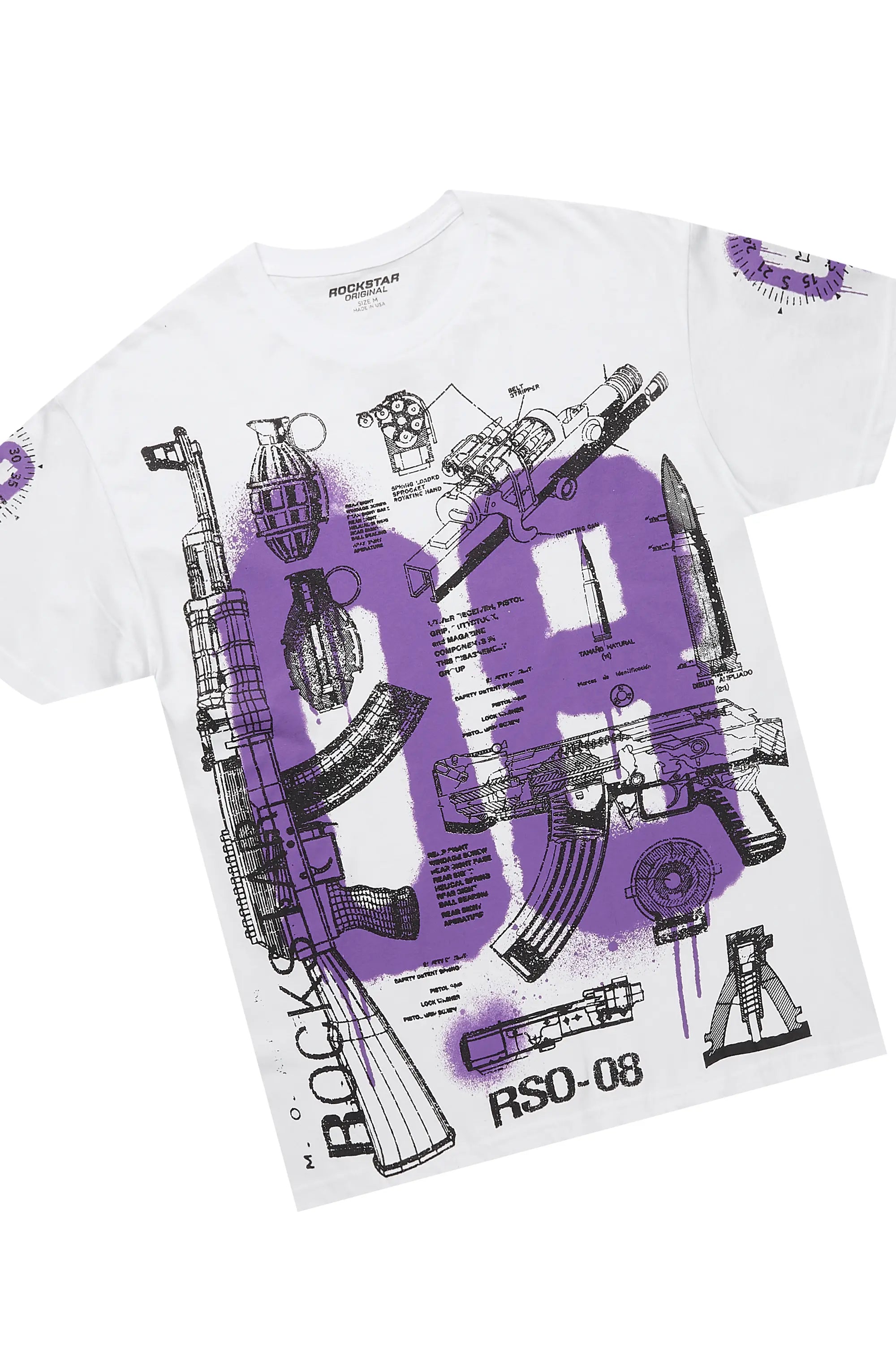 Nesta White/Purple T-Shirt/Denim Short Set