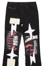 Boys Vinson Black  Patchwork Stacked flare Jean