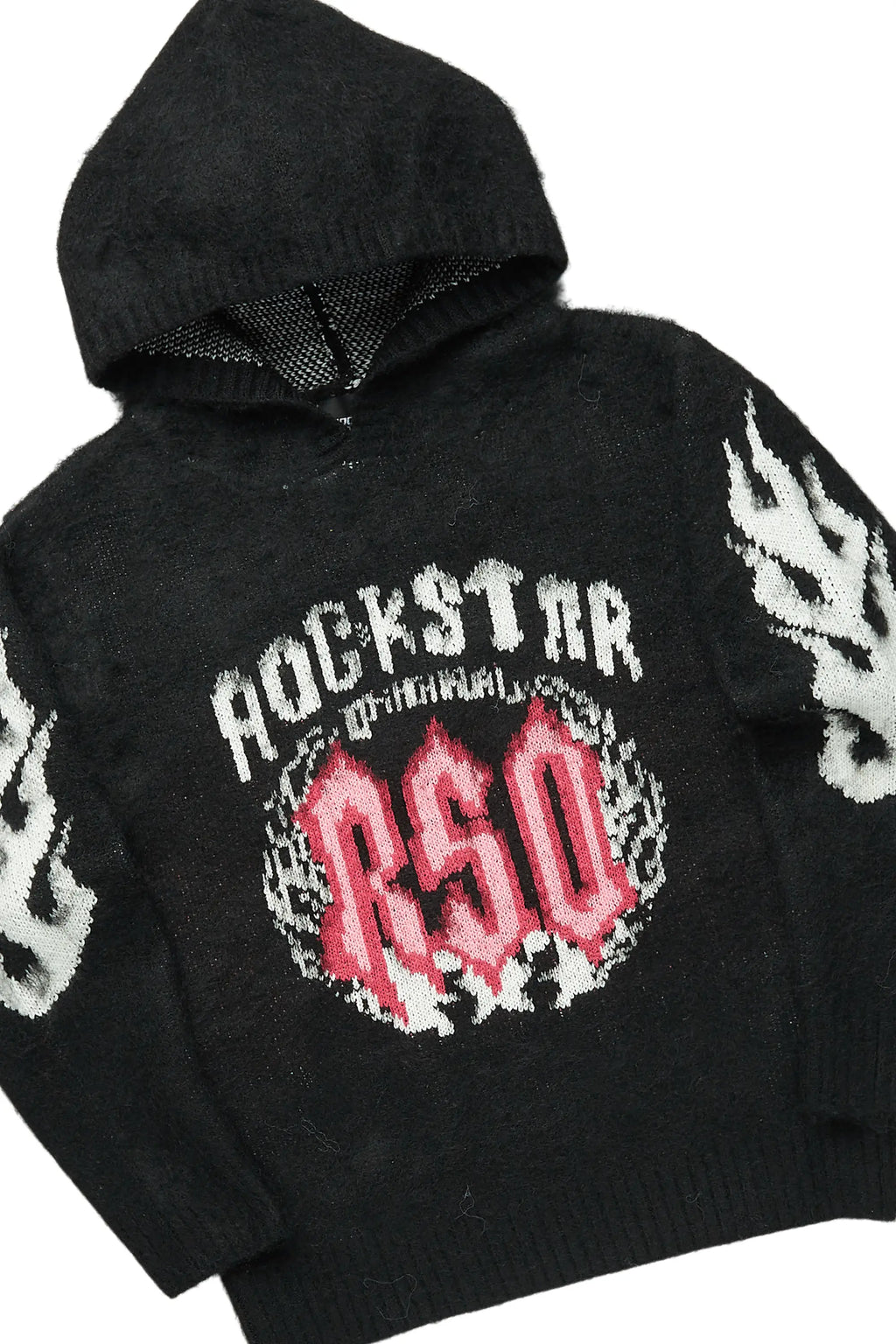 Boys Kanan Black Mohair Hoodie/Stacked Flare Jean Set