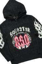 Boys Kanan Black Mohair Hoodie/Stacked Flare Jean Set