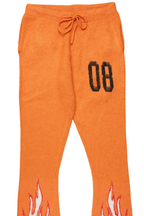 Boys Holger Orange/Cream Graphic Stacked Flare Mohair Track Pant